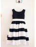 Black And White Taffeta Striped Flower Girl Dress